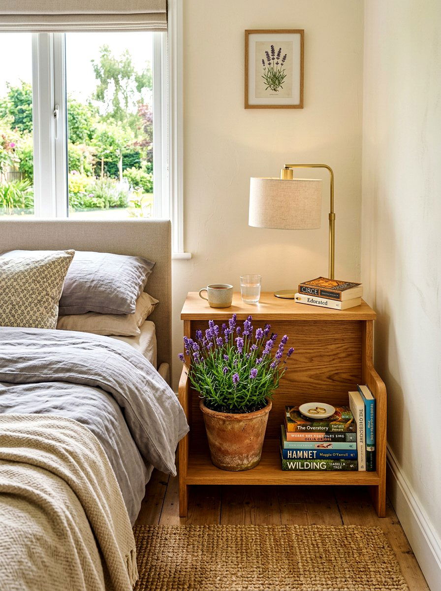 Bedside Table Integrated Plant Shelf - 30 bedroom plant shelf ideas