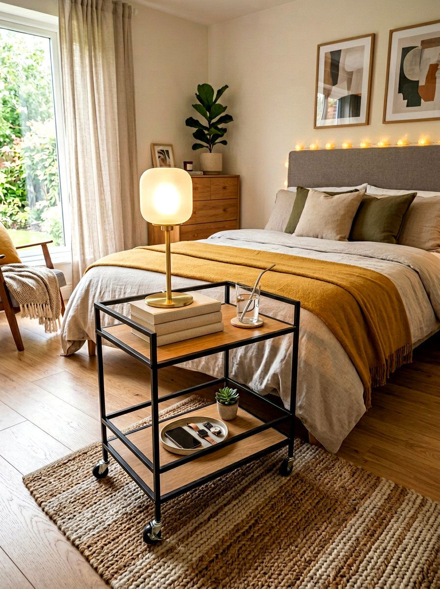 Bedside Table Rolling Cart - 30 rolling cart storage ideas