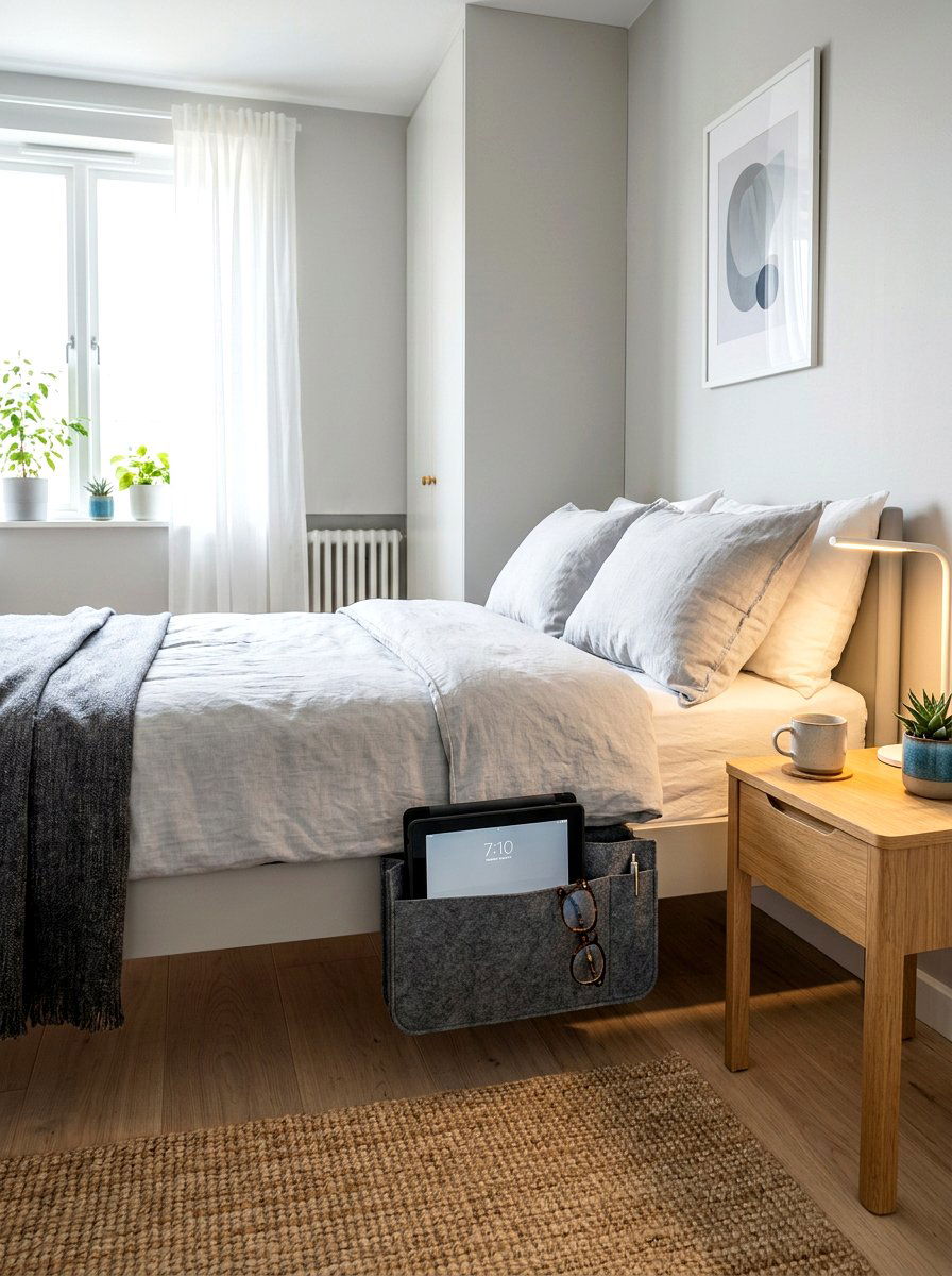 Bedside caddy organizer - 30 no drill shelving ideas