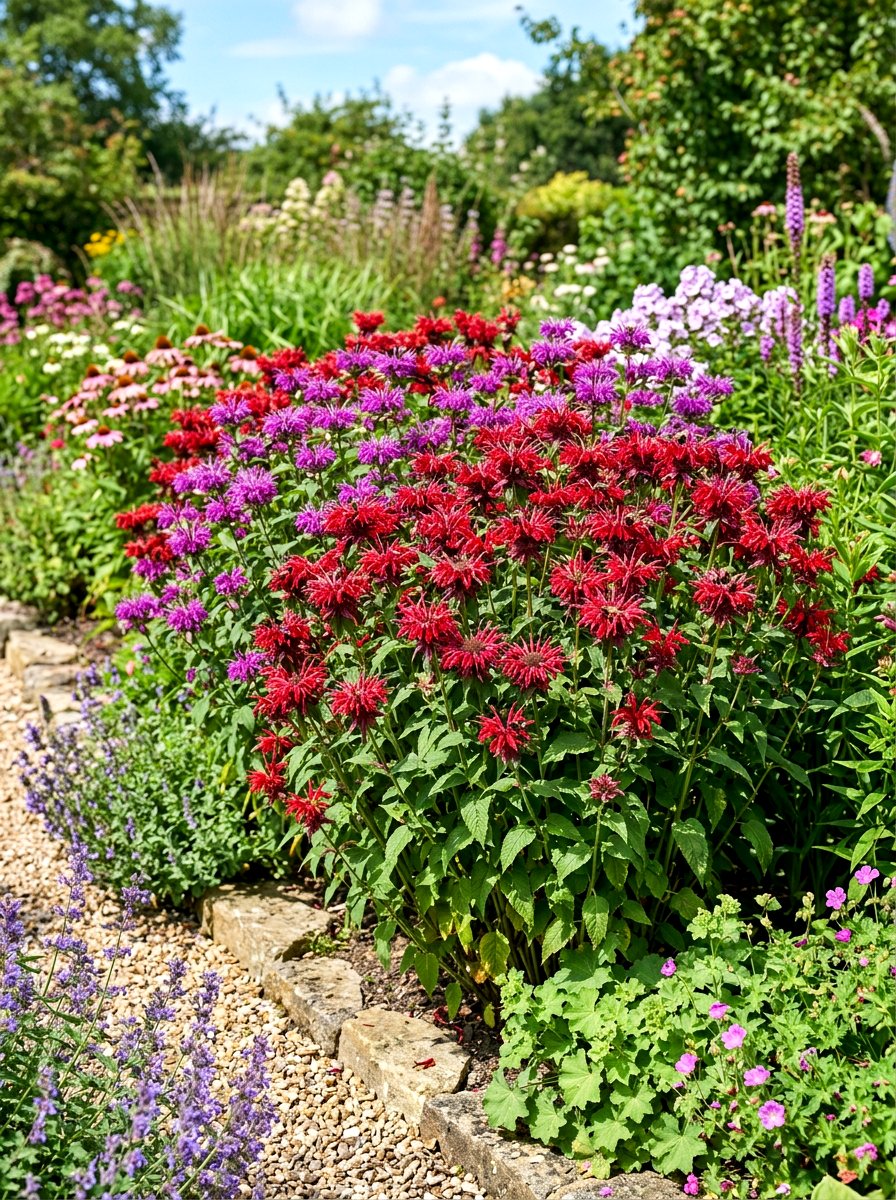 Bee Balm Bed - 30 pollinator garden ideas