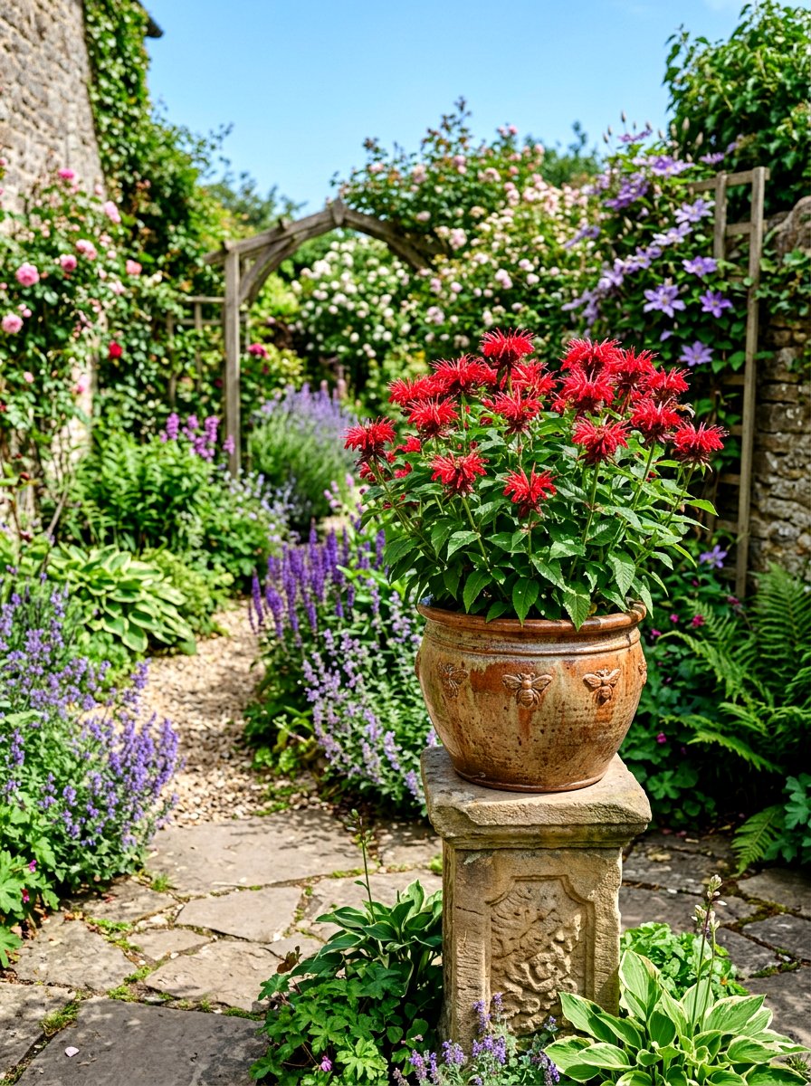 Bee Balm Container - 30 pollinator patio ideas