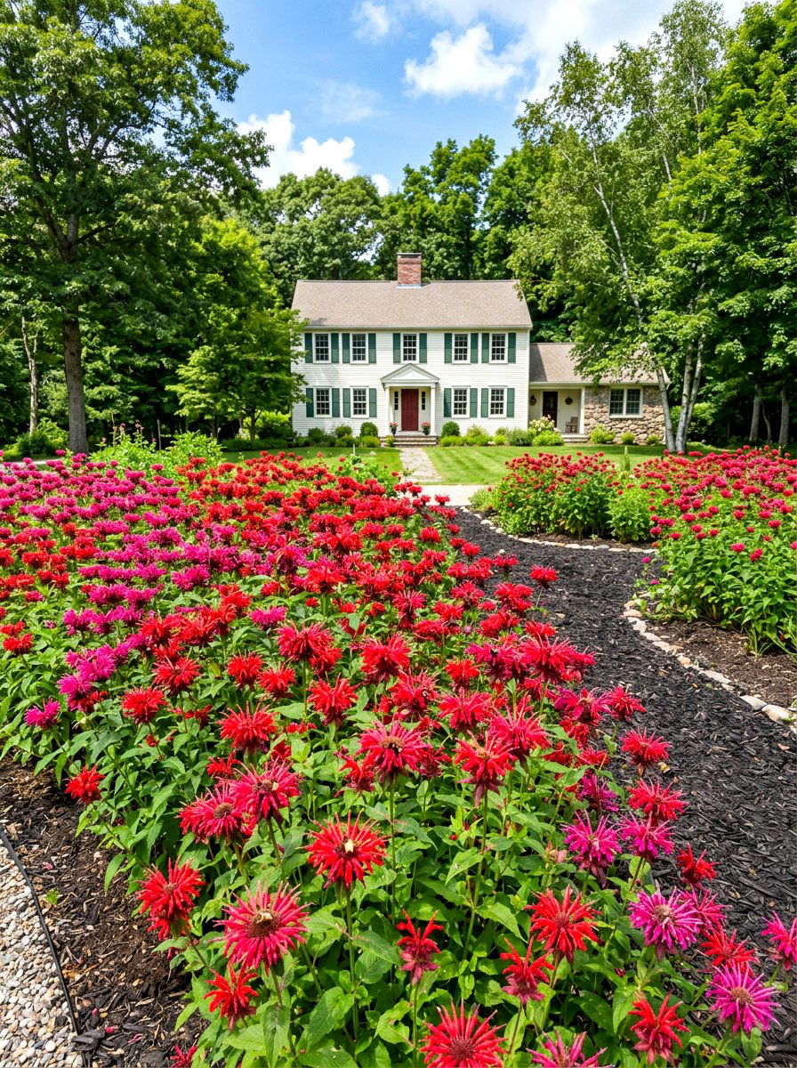 Bee Balm Garden - 30 pollinator front yard ideas