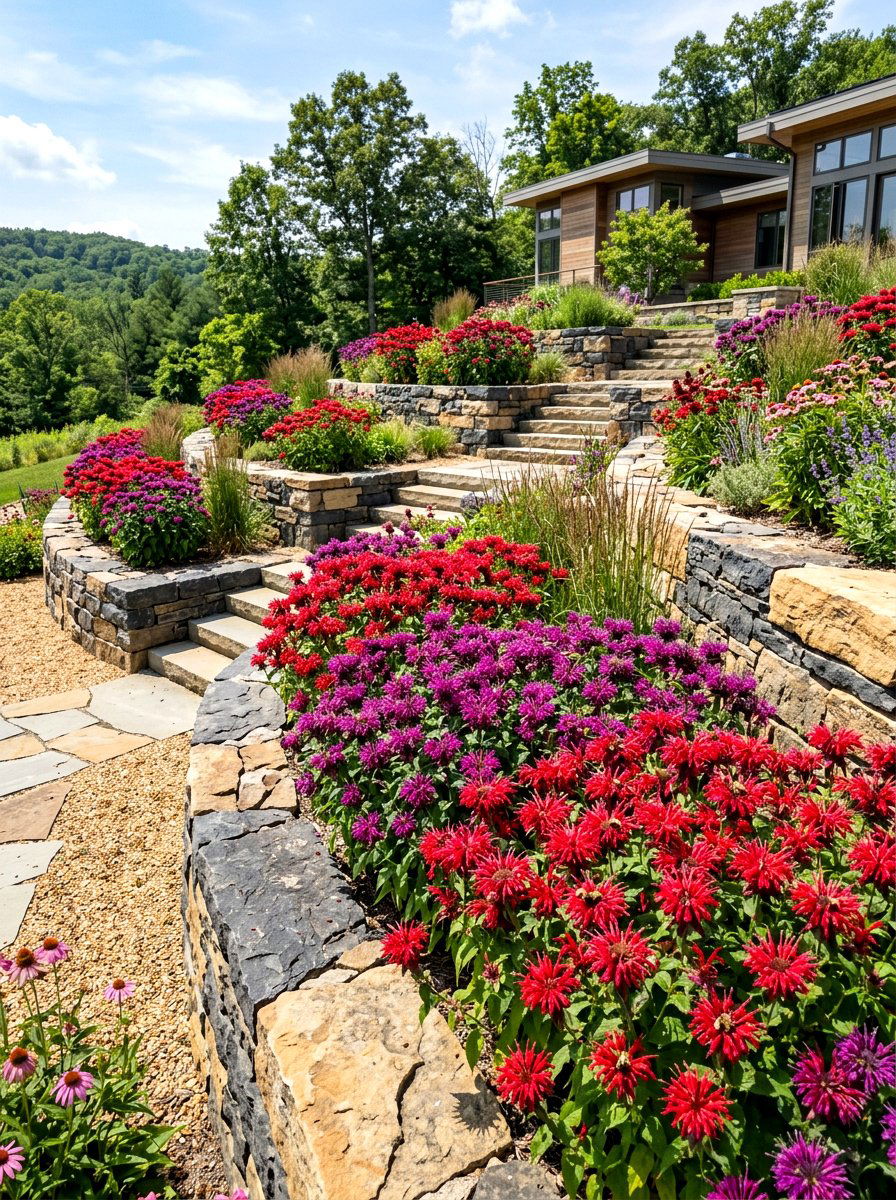 Bee Balm Terrace - 30 edible flower garden ideas