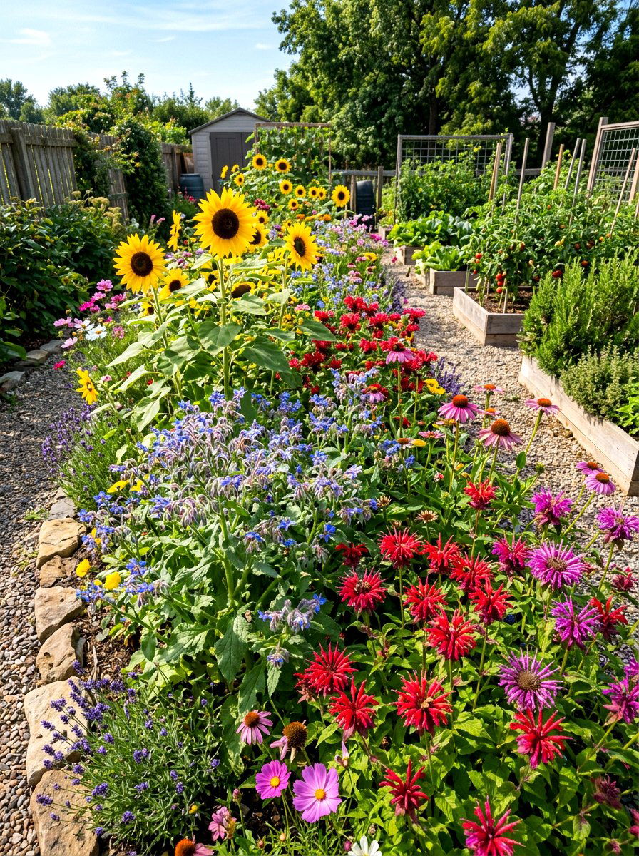 Bee Friendly Flower Bed - 30 meadow style backyard ideas