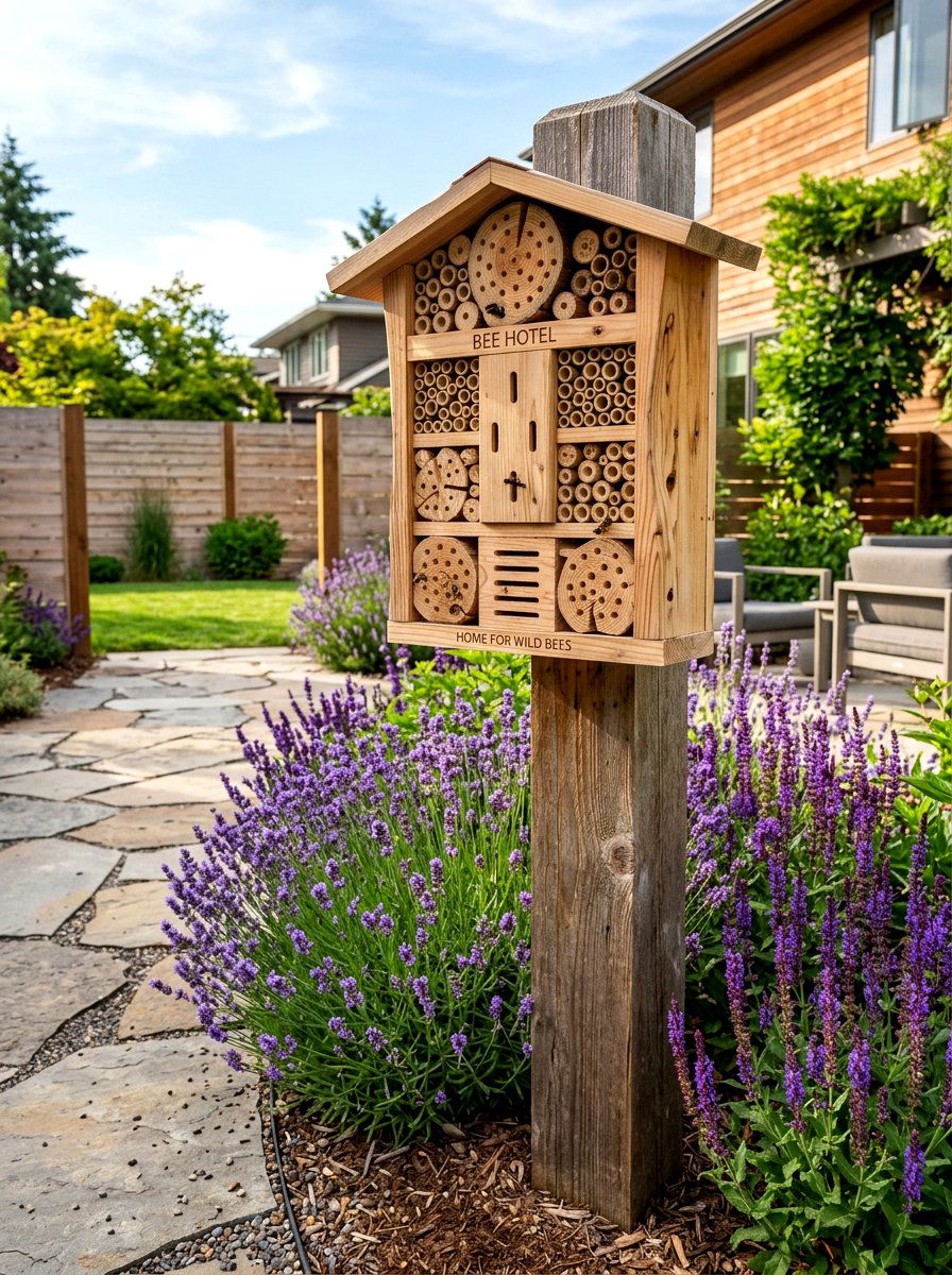 Bee Hotel Station - 30 pollinator paradise backyard ideas