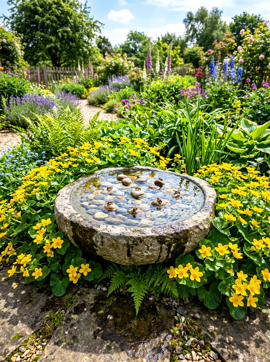 Bee Water Fountain - 30 pollinator garden ideas