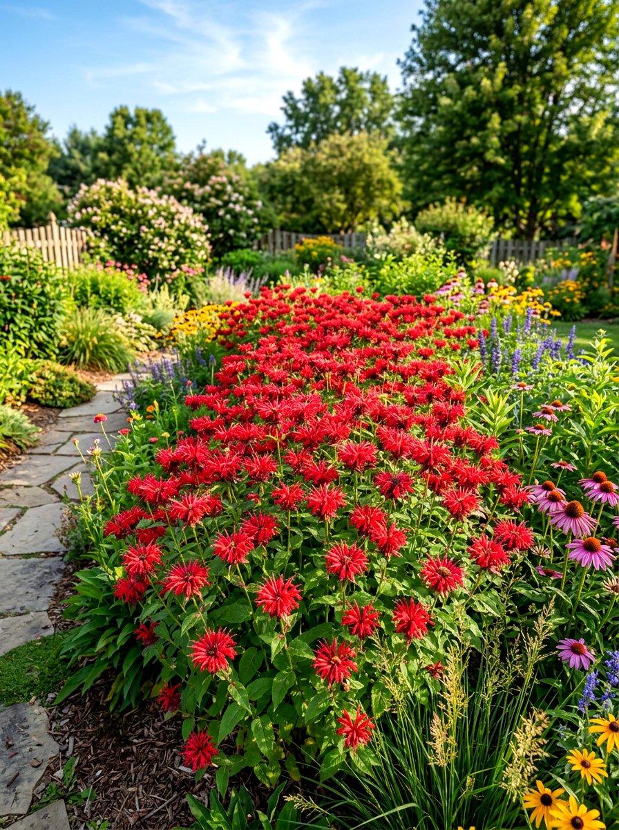 Bee balm patch - 30 hummingbird oasis backyard ideas