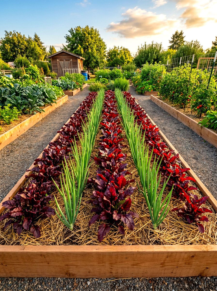 Beet and onion row planting - 30 vegetable garden companion planting ideas