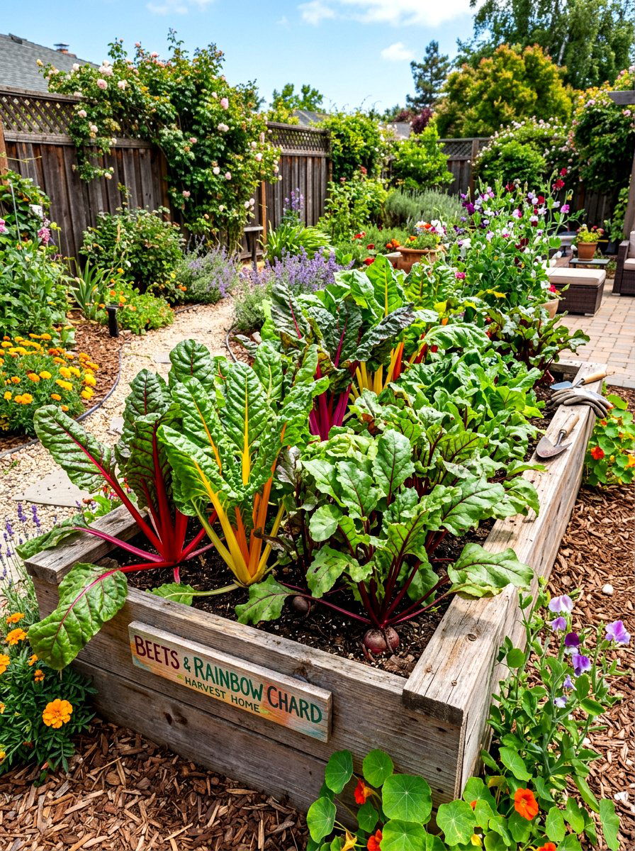 Beets and chard bed - 30 salad garden ideas