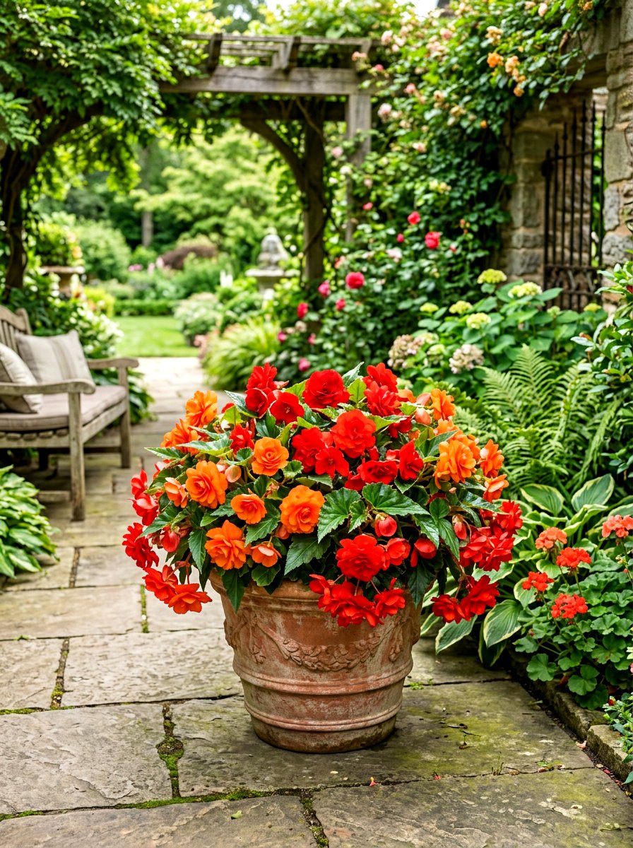 Begonia Flower Planter - 30 shade container garden ideas