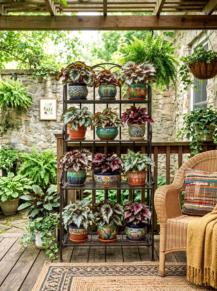 Begonia Shade Pots - 30 patio plant ideas