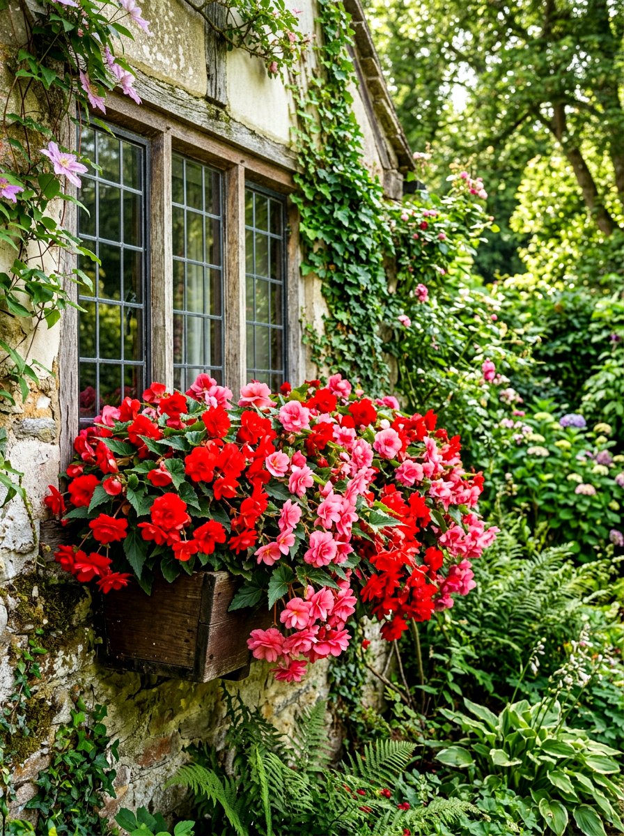 Begonia Window Box - 30 cottage window box ideas