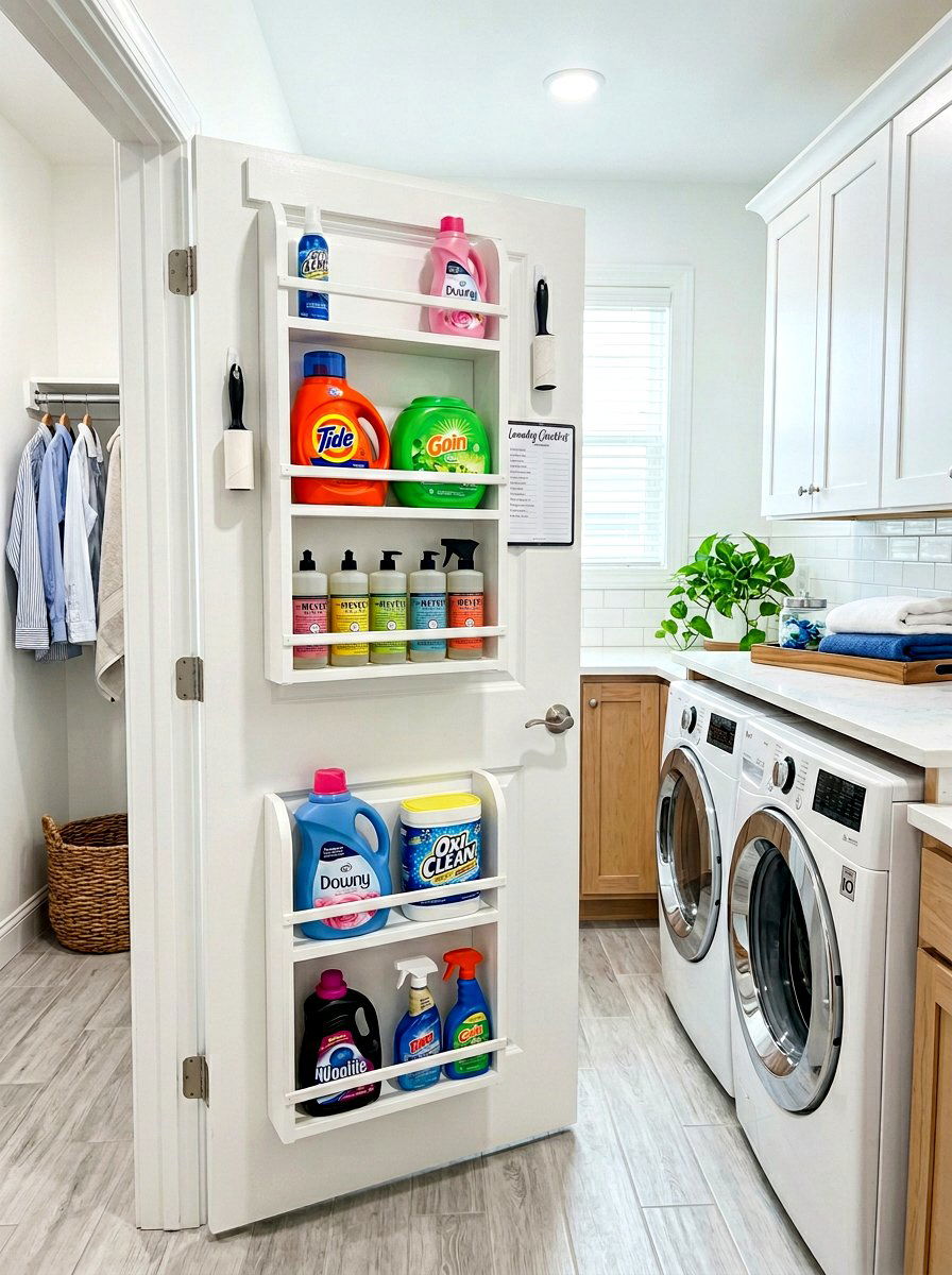 Behind Door Laundry Shelf - 30 detergent shelf ideas