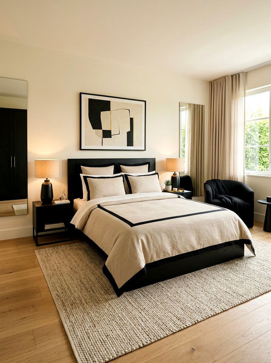 Beige Bedding Black Border - 30 contrast trim bedding bedroom ideas