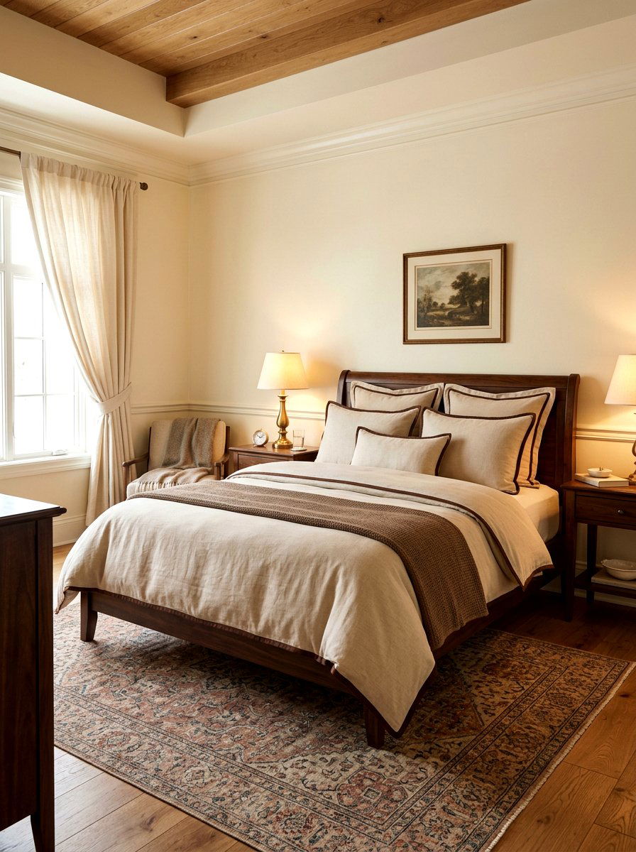 Beige Bedding With Chocolate Brown Piping - 30 piped bedding bedroom ideas