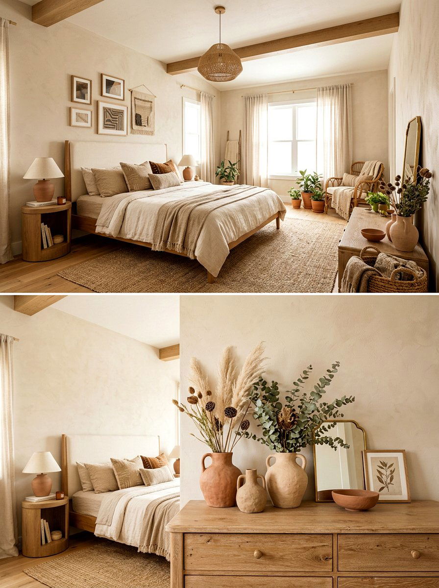 Beige Bedroom Clay Vases - 30 cream and beige bedroom ideas