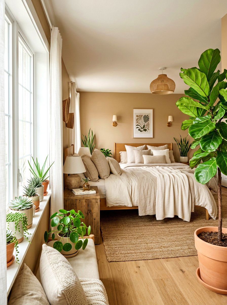 Beige Bedroom Indoor Plants - 30 cream and beige bedroom ideas