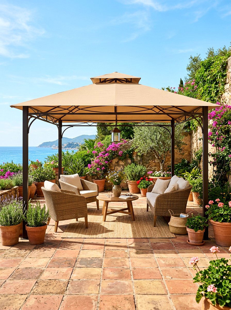 Beige Fabric Gazebo - 30 soft top gazebo ideas