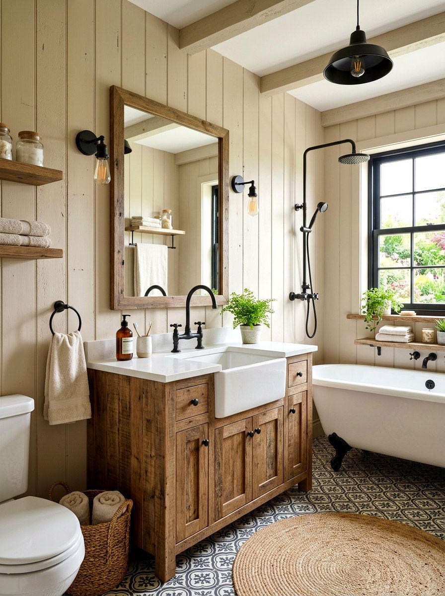 Beige Farmhouse Bathroom - 30 beige bathroom ideas