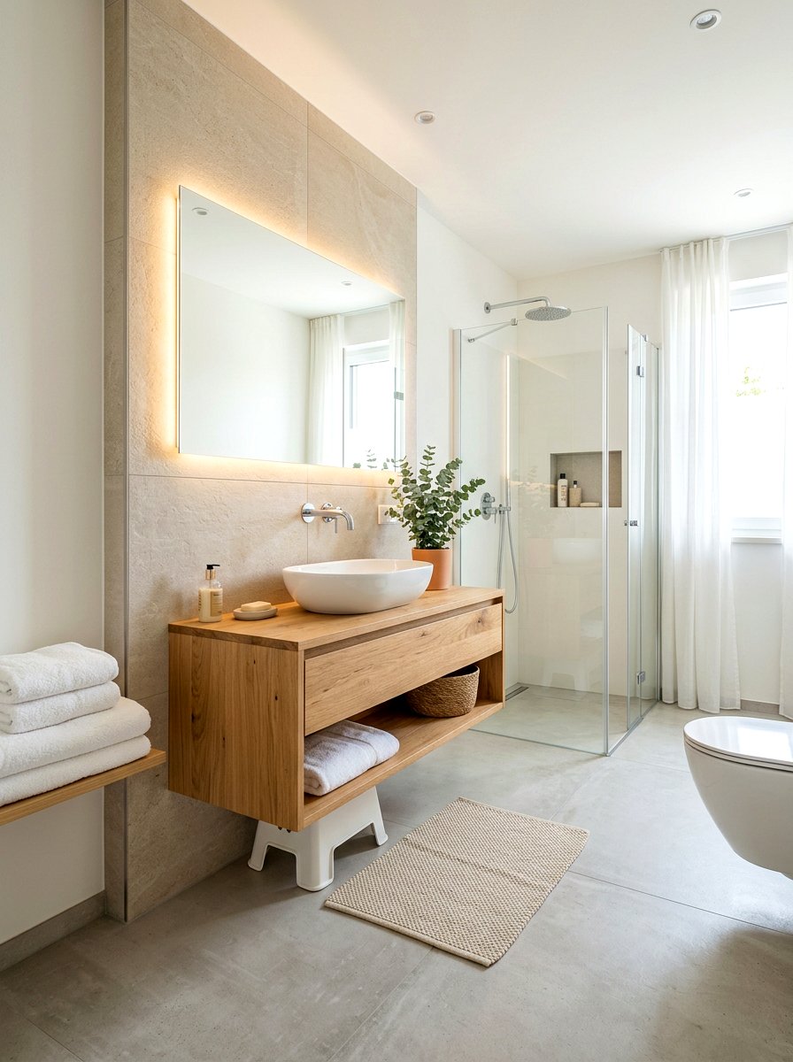 Beige Floating Vanity Bathroom - 30 beige bathroom ideas