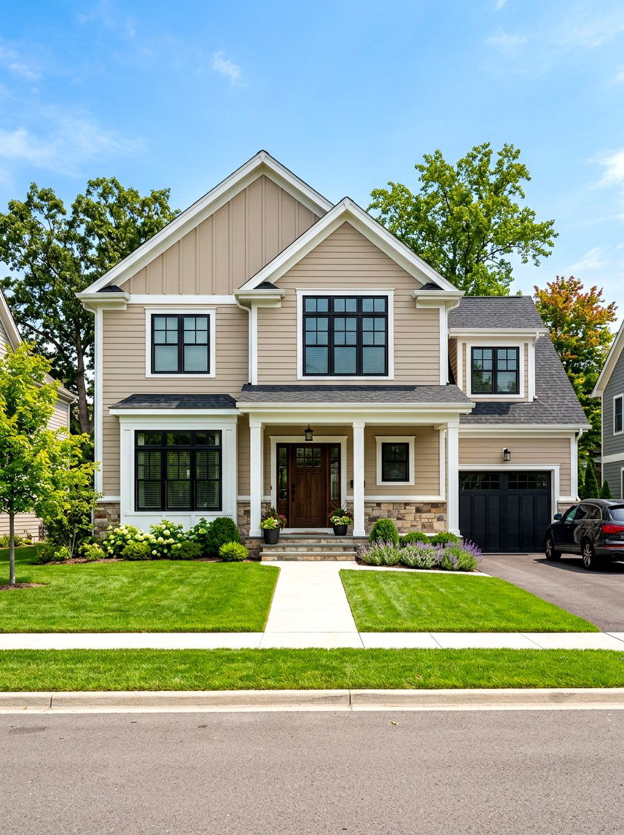 Beige Horizontal Lap Siding - 30 black bronze window exterior ideas