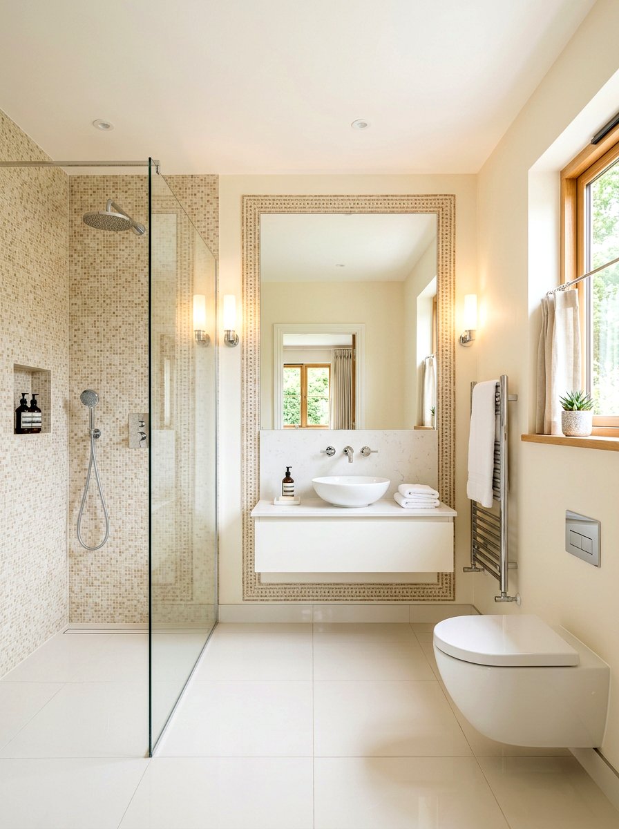Beige Mosaic Tile Bathroom - 30 beige bathroom ideas