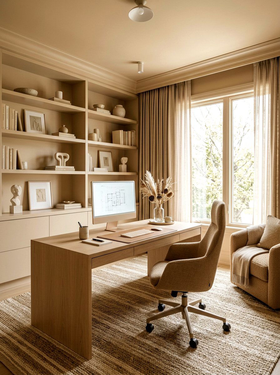 Beige Office - 30 color drenched office ideas