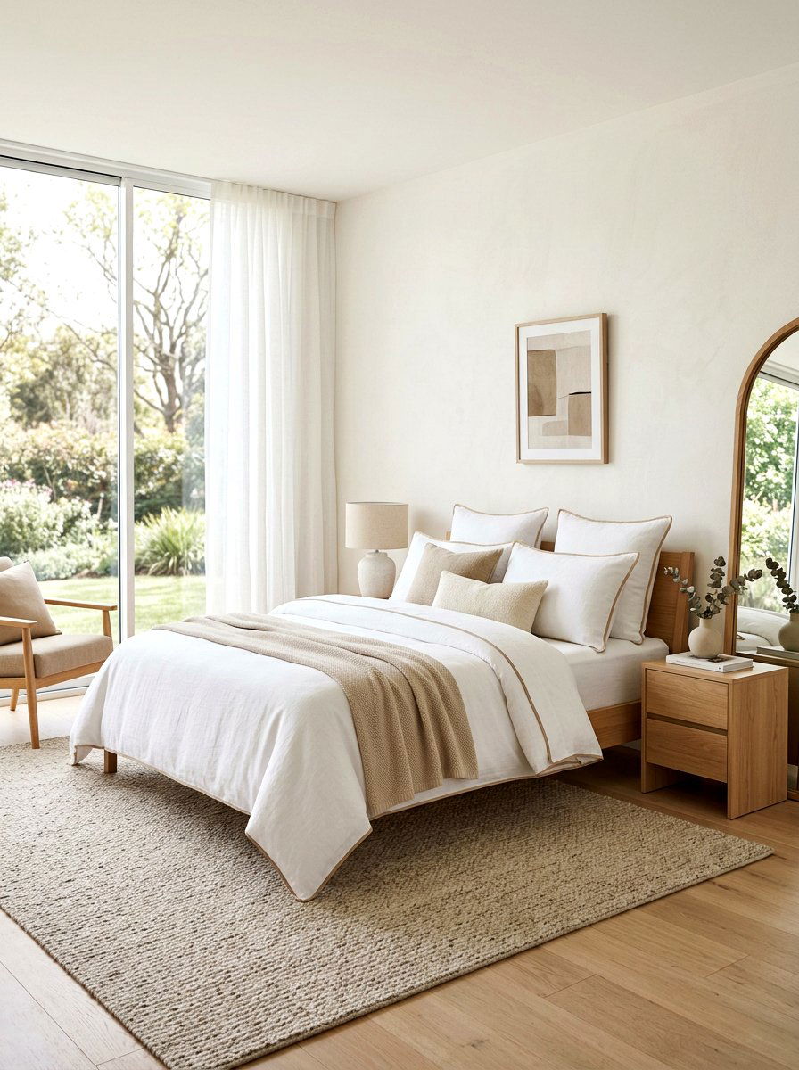 Beige Piping White Linen - 30 contrast trim bedding ideas