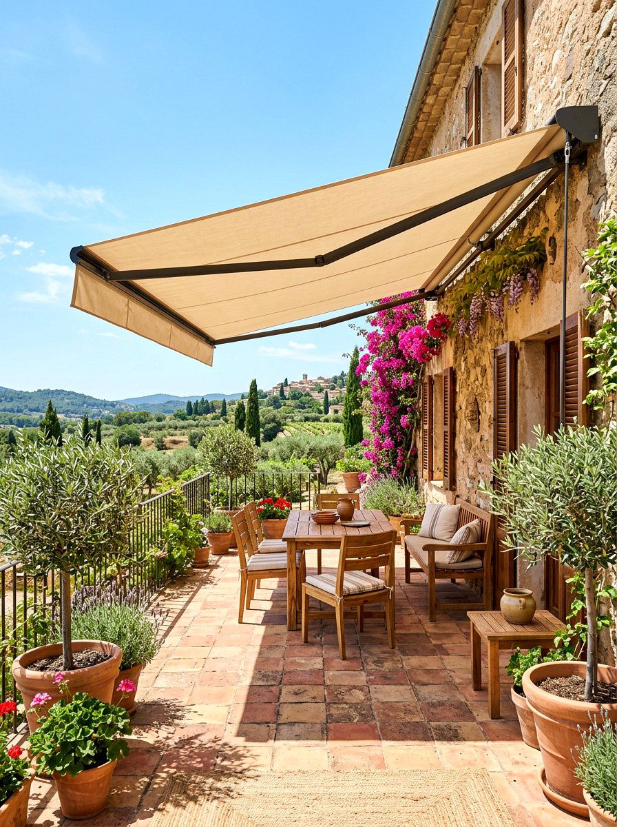 Beige Retractable Awning - 30 retractable awning ideas