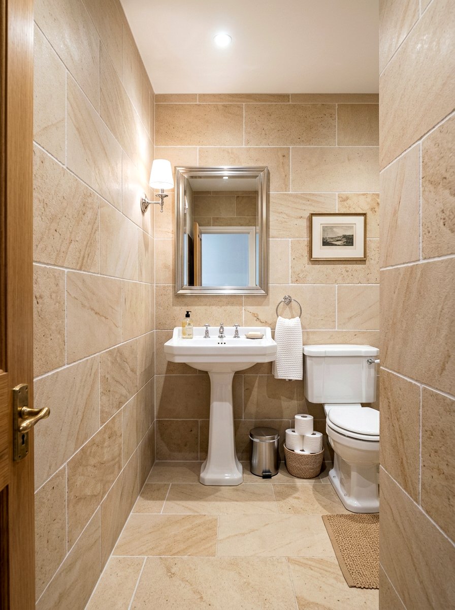 30 Sandstone Powder Room Ideas for a Warm, Modern Glow