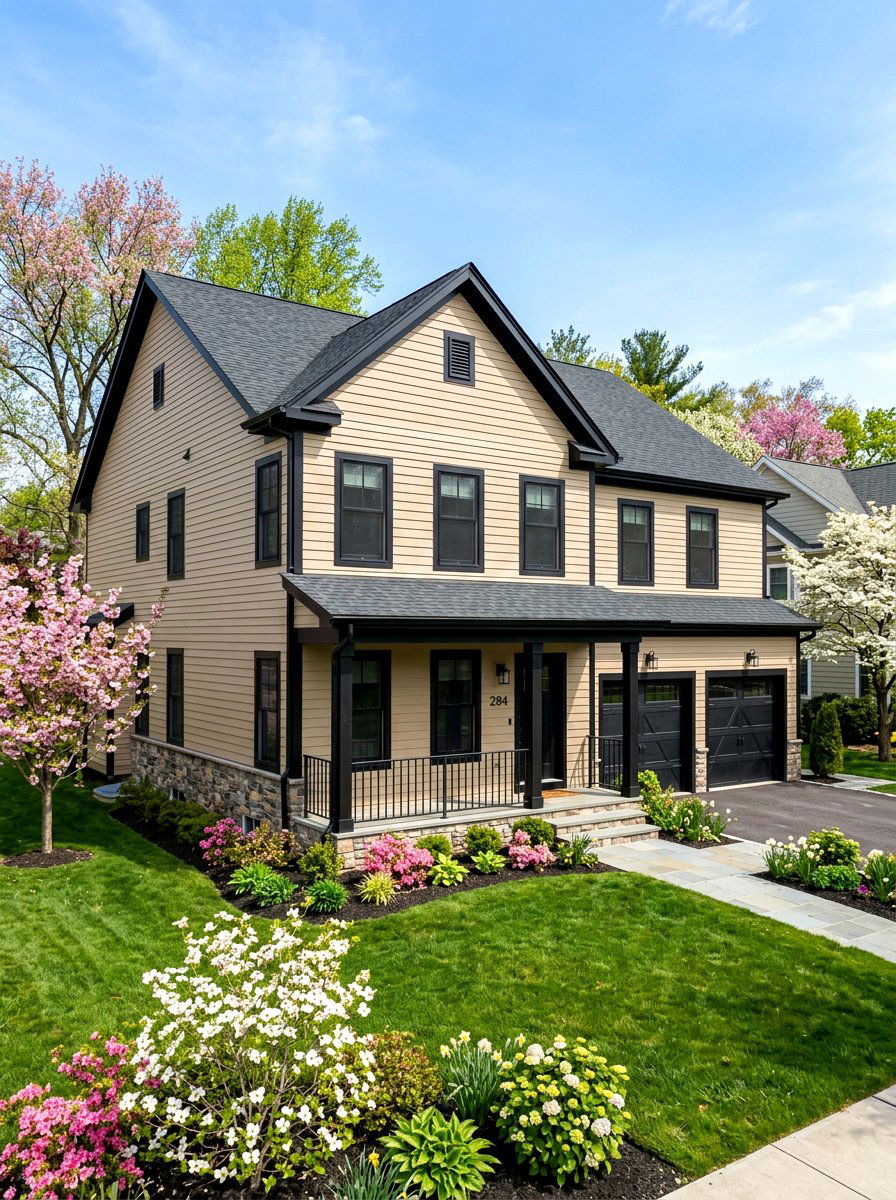 Beige Siding Black Trim - 30 black trim exterior ideas