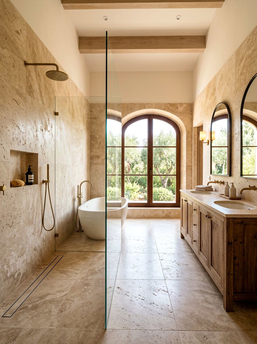 Beige Travertine Bathroom Tile - 30 colorful bathroom tile ideas