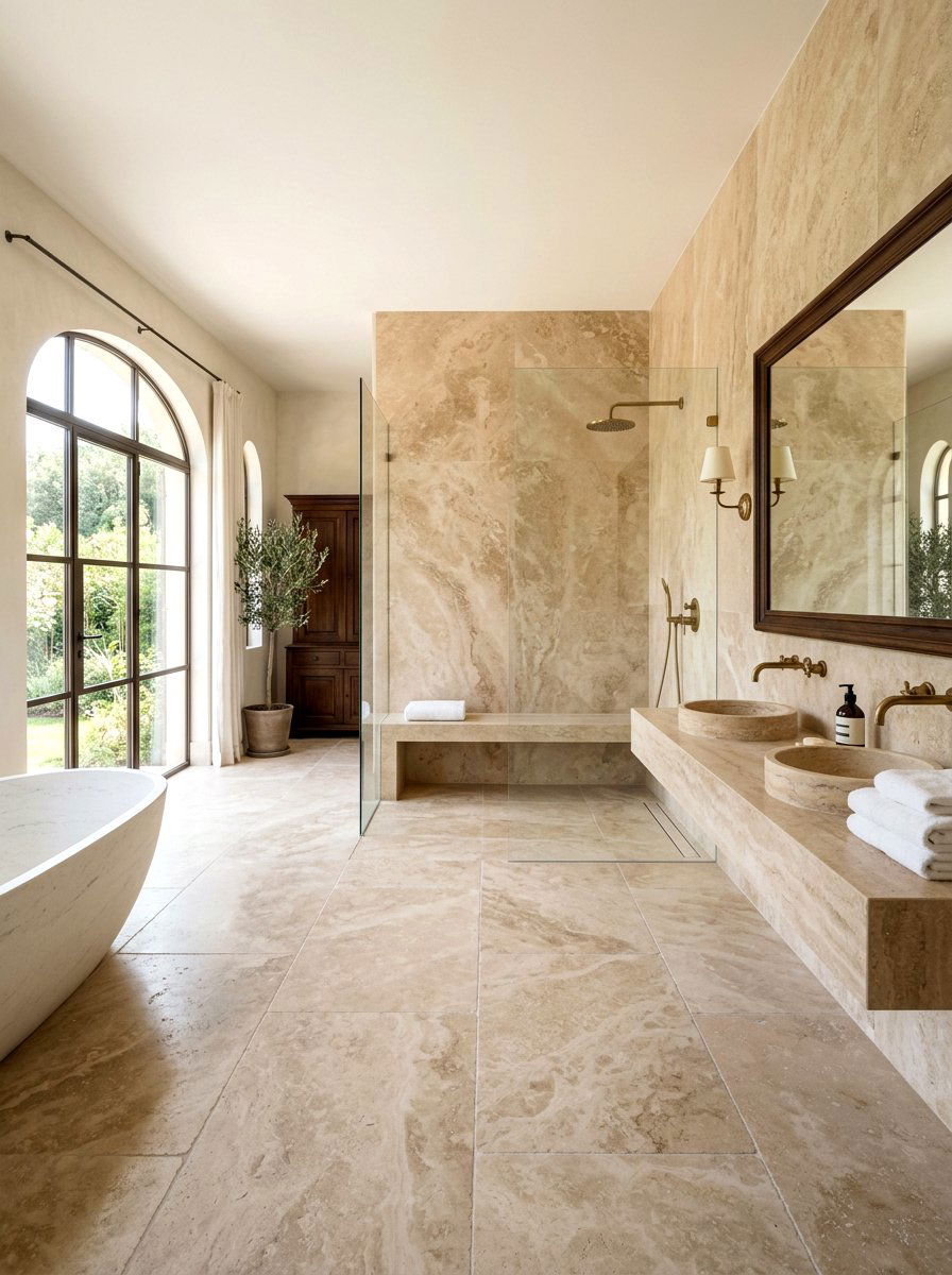 Beige Travertine Bathroom Tile - 30 bathroom tile ideas