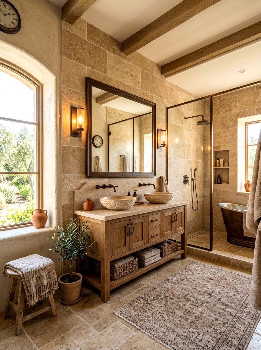 Beige Travertine Light Grout - 30 light grout bathroom ideas