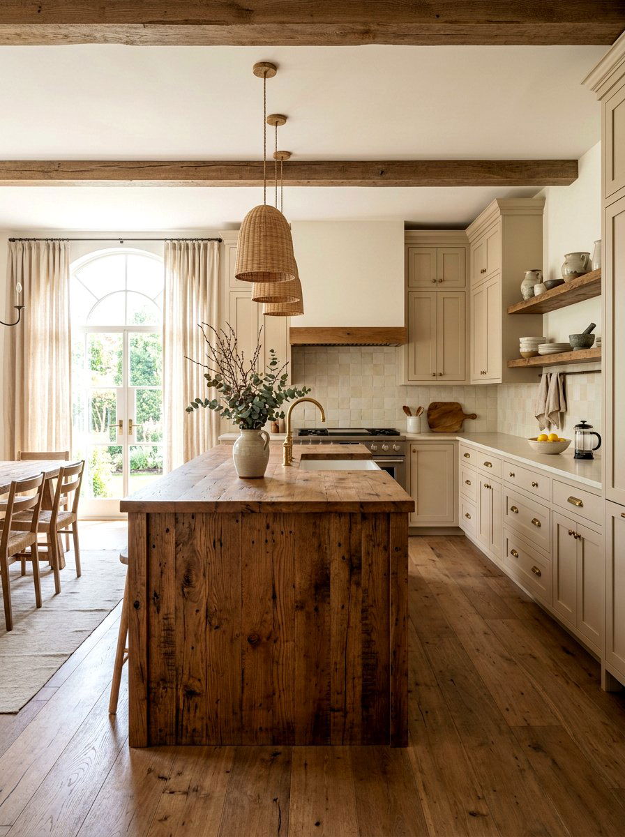 Beige and Reclaimed Wood Kitchen - 30 stained and painted kitchen ideas