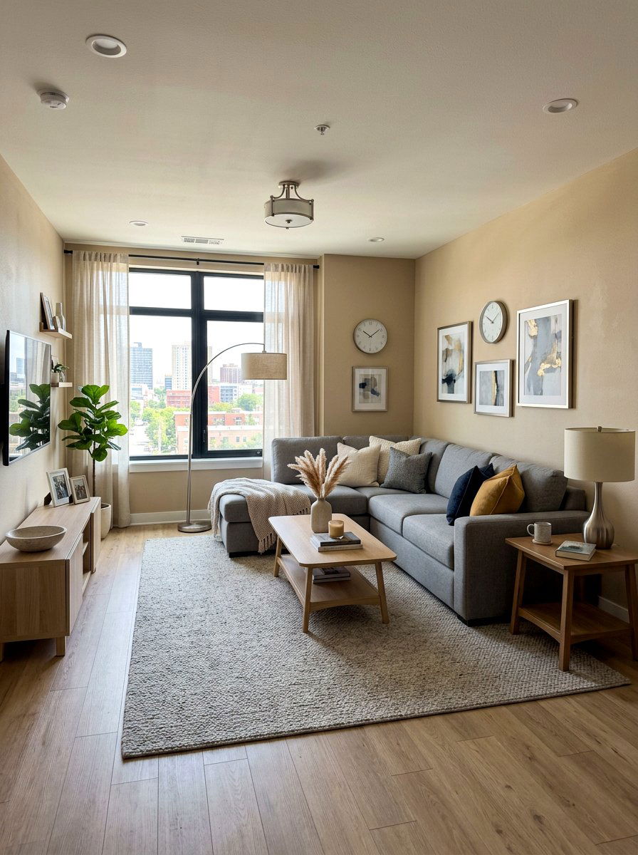 Beige and grey living room - 30 beige living room ideas