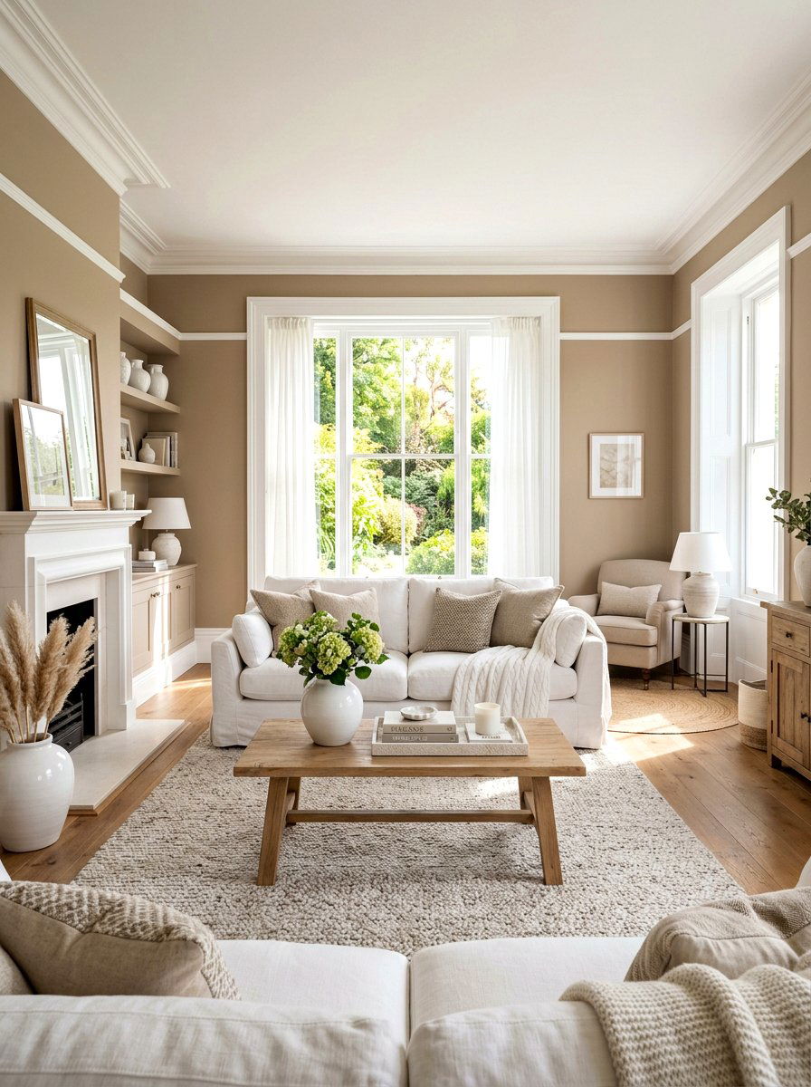 Beige and white living room - 30 beige living room ideas
