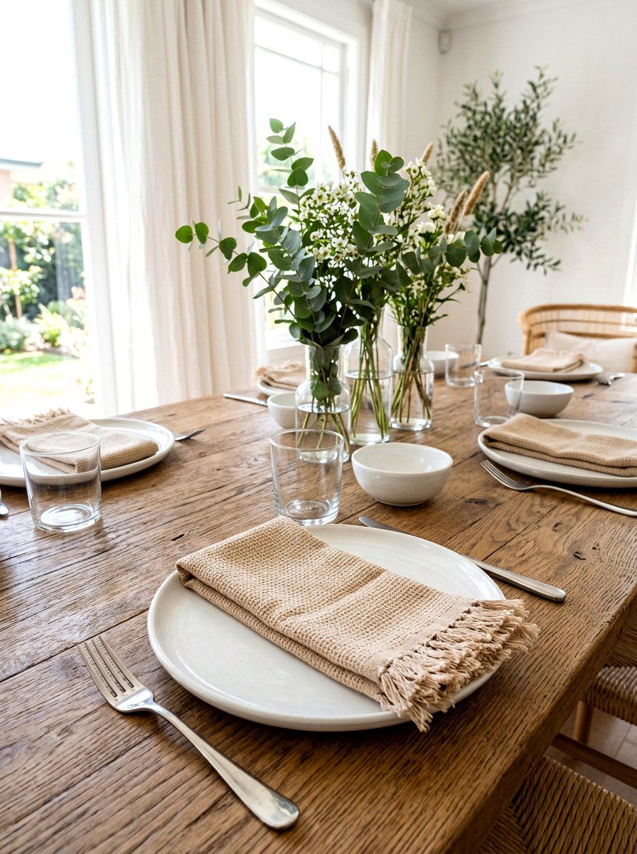 Beige cotton napkins - 30 neutral tablescape ideas