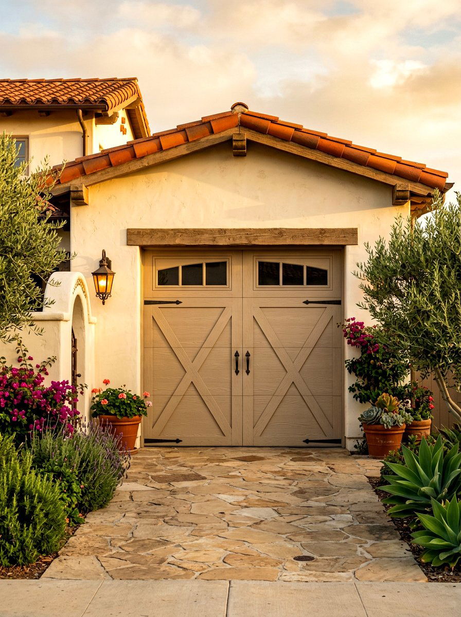 Beige garage door - 30 garage door color ideas