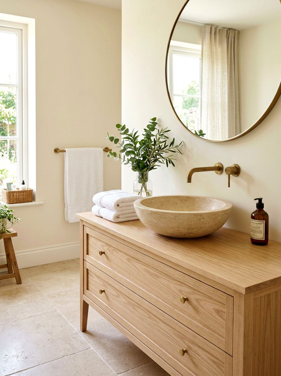 Beige limestone vessel sink - 30 stone vessel sink ideas
