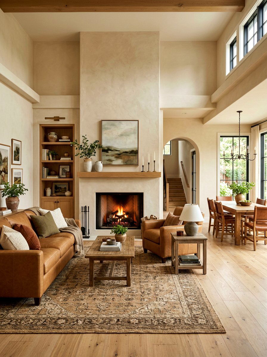 Beige limewash fireplace - 30 limewash fireplace ideas