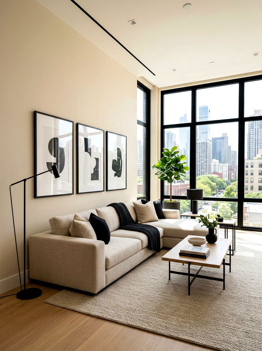 Beige living room with black - 30 beige living room ideas