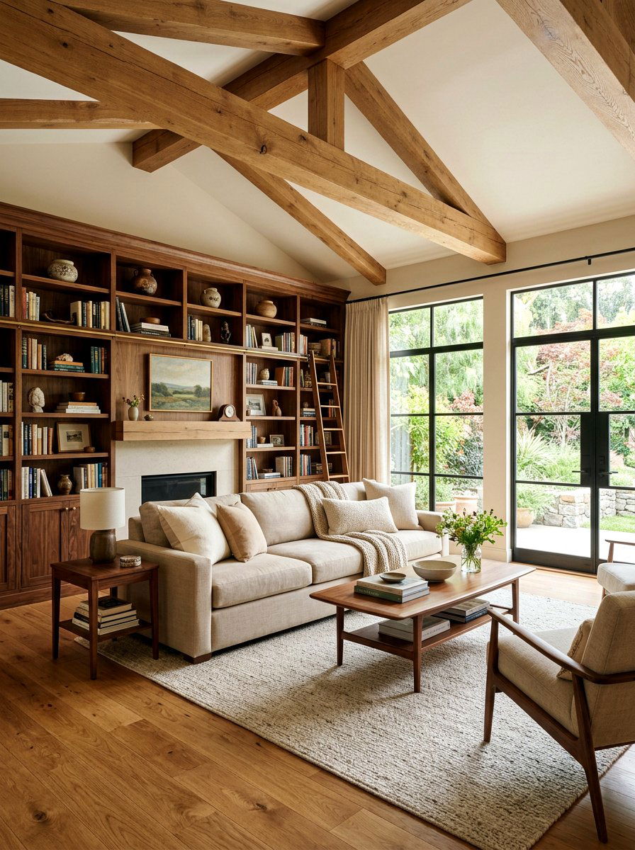 Beige living room with wood - 30 beige living room ideas