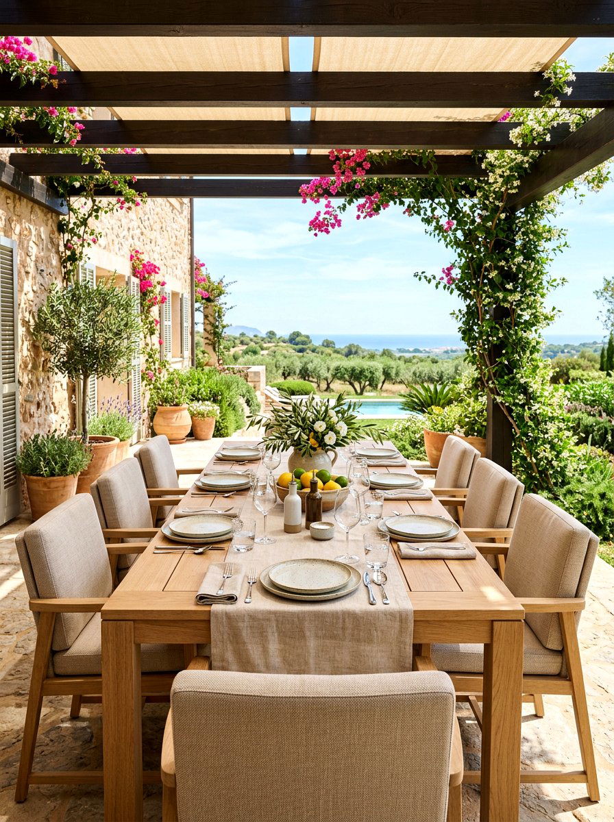 Beige outdoor dining set - 30 neutral backyard styling ideas