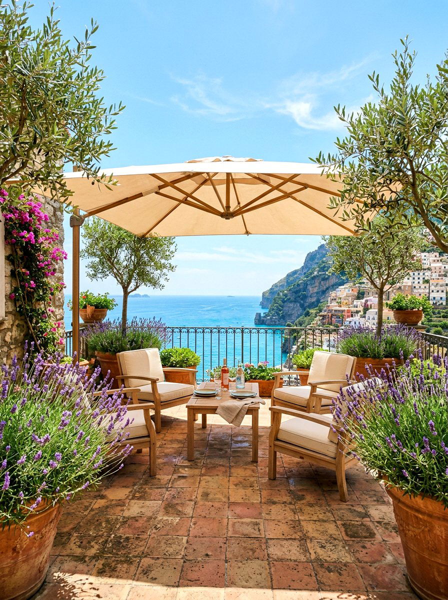 Beige outdoor umbrella - 30 garden umbrella ideas
