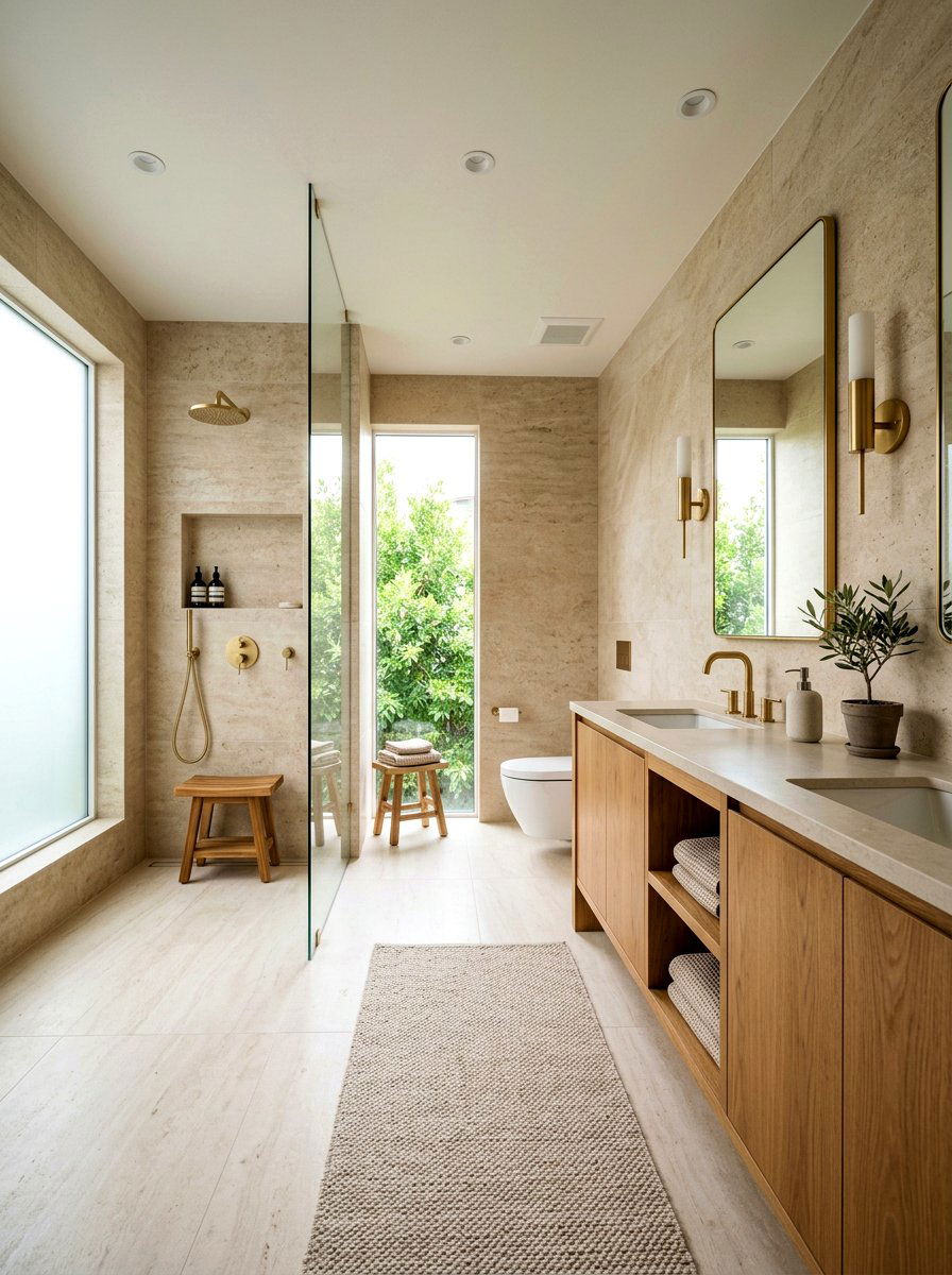Beige stone bathroom - 30 stone inspired bathroom ideas