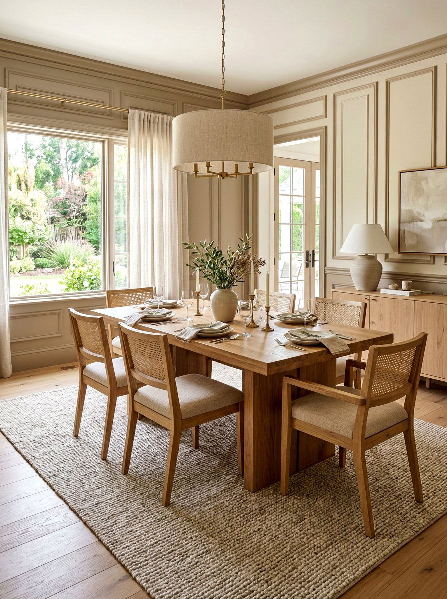 Beige transition wall molding - 30 dining room wall molding ideas