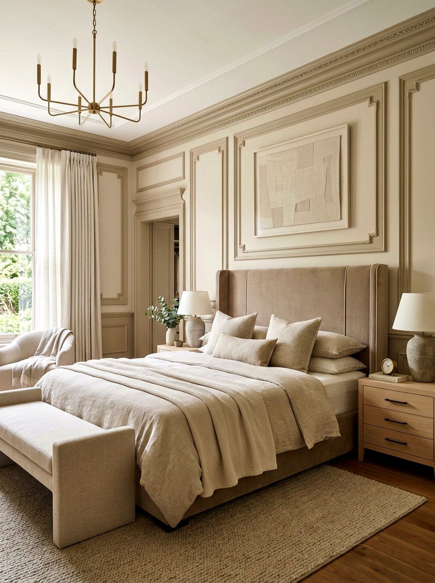 Beige trim neutral bedroom - 30 painted trim room ideas