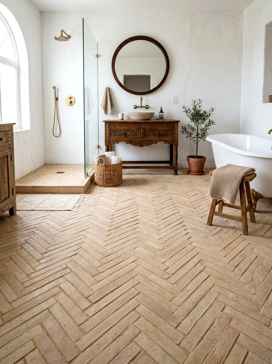 Bejmat Tile Bathroom Floor - 30 Moroccan bathroom ideas