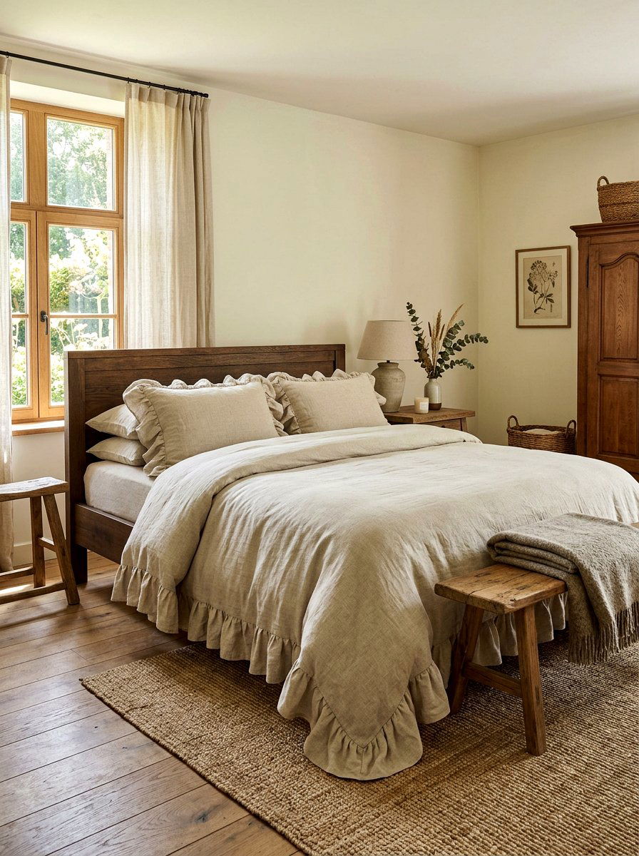 Belgian Ruffled Linen Bedding - 30 ruffled linen bedding ideas